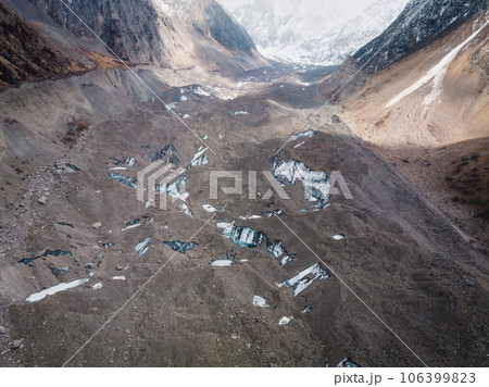 Aerial view of high altitude glacier in tibet, China 106399823