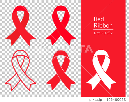 Red ribbon illustration set Red ribbon illustration set 106400028