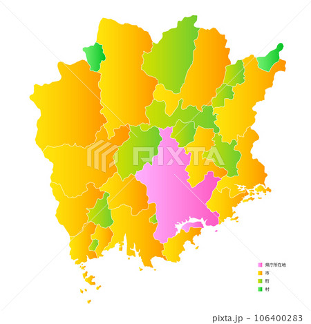 岡山県と市町村地図 岡山県と市町村地図 106400283