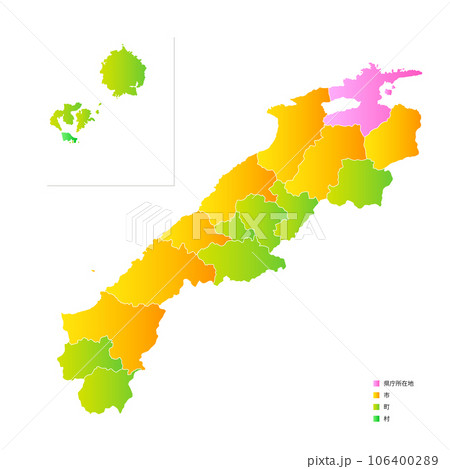 島根県と市町村地図のイラスト素材 [106400289] PIXTA