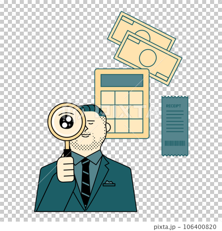 man with magnifying glass and money man with magnifying glass and money 106400820