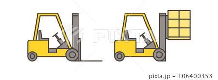 真横から見たフォークリフトのかわいいベクターイラスト素材 真横から見たフォークリフトのかわいいベクターイラスト素材 106400853