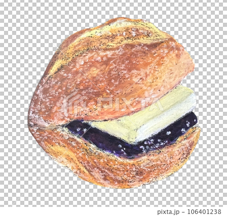 チョークアートで手描きしたあんバターサンド 106401238