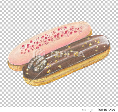 チョークアートで手描きしたエクレア 106401239