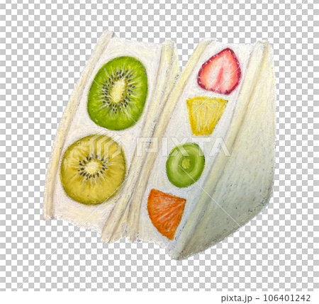 Fruit sandwich drawn with chalk art 106401242