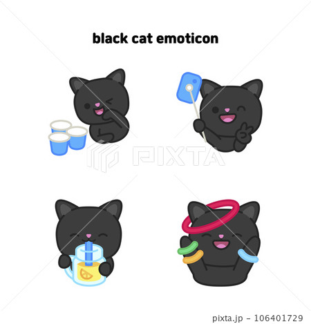 illustration of a black cat character enjoying a party illustration of a black cat character enjoying a party 106401729