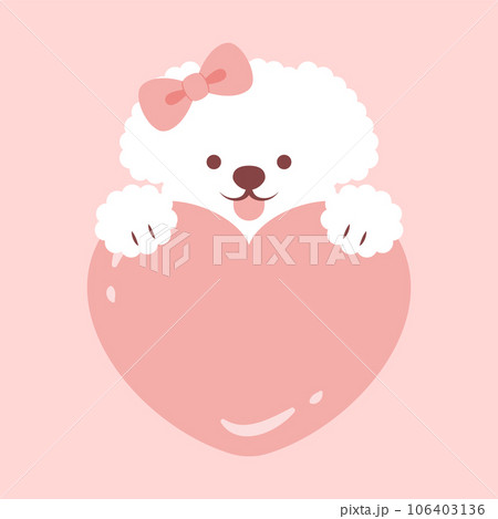 トイプードルとハートの背景イラスト トイプードルとハートの背景イラスト 106403136