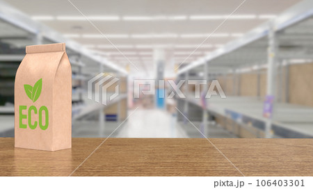 The eco product in super market background 3d rendering 106403301