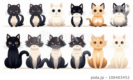 色々な猫のイラストのプリファレンスシート