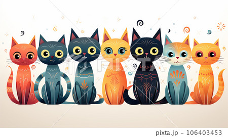 色々な猫のイラストのプリファレンスシート