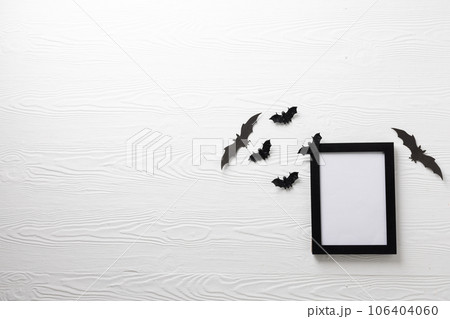 Black frame and bats with copy space on white background Black frame and bats with copy space on white background 106404060