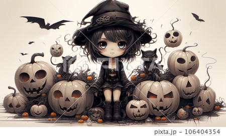 少し怖くてかわいらしいハロウィン用のイラスト