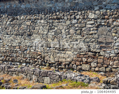 Ruin of an old castle. Remains of civilization. Fortress in Georgia. Old stones. The city of ancient stone masonry. Site of archaeological finds 106404495