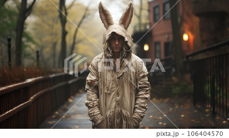 バニーボーイ：兎の衣装を着た怪しい男。ハロウィンの仮装か？