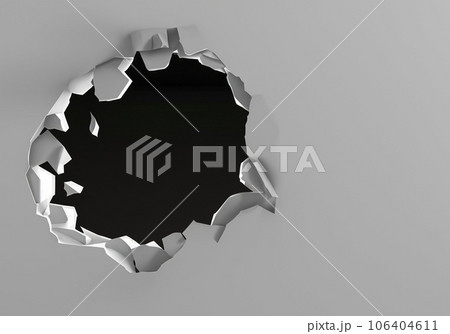Hole on a broken white wall blank space Hole on a broken white wall blank space 106404611