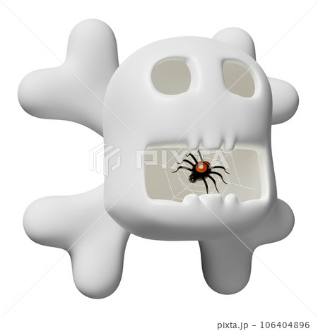 3d halloween holiday party with spider and spider web in mouth skull, skeleton isolated. 3d render illustration 3d halloween holiday party with spider and spider web in mouth skull, skeleton isolated. 3d render illustration 106404896