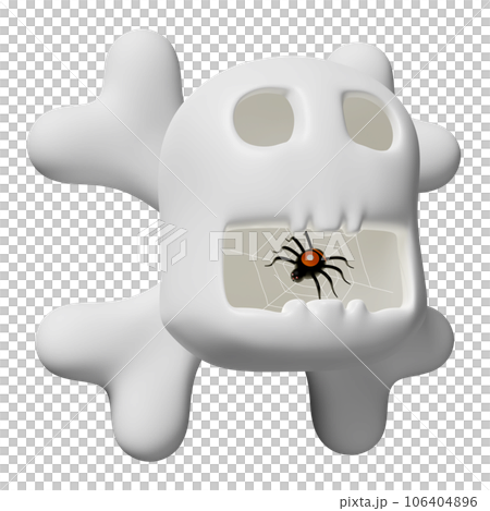 3d halloween holiday party with spider and spider web in mouth skull, skeleton isolated. 3d render illustration 3d halloween holiday party with spider and spider web in mouth skull, skeleton isolated. 3d render illustration 106404896