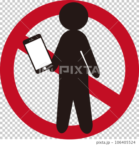 Pictogram forbidding smartphones while walking, screen white 106405524