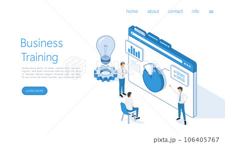 Landing page template business training or courses concept. Can use for web banner, infographics, hero images. Isometric vector. 106405767