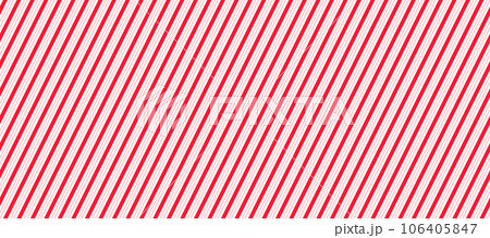 Red and pink Christmas seamless pattern. Candy cane diagonal stripes background. Repeating decoration wallpaper. Winter holidays lines backdrop. Xmas peppermint present wrapping print design. Vector 106405847