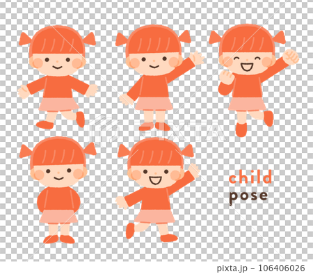 兒童/女孩姿勢插圖素材集 106406026