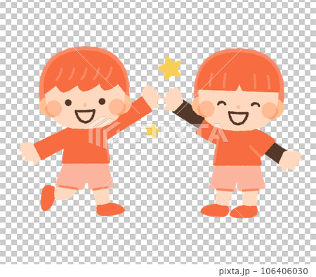 兒童和男孩給出高五的插圖材料 兒童和男孩給出高五的插圖材料 106406030