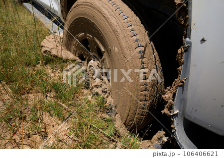 Offroad car got stuck in the mud 106406621