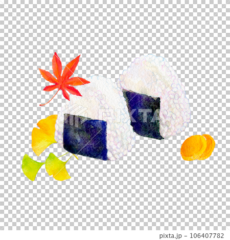 水彩插圖秋遊便當飯糰 106407782