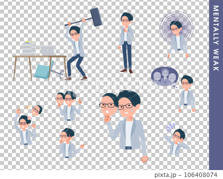 精神的に弱っているプログラマエンジニア男性のセット 106408074