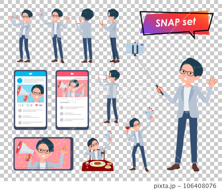 スマホで撮影するプログラマエンジニア男性のセット 106408076