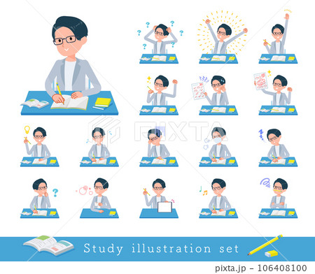 勉強に関するプログラマエンジニア男性のセット 勉強に関するプログラマエンジニア男性のセット 106408100