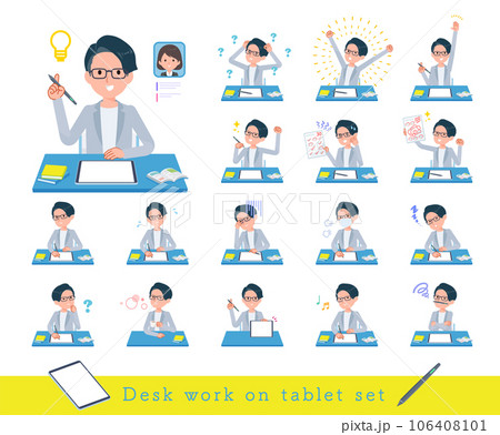 タブレット端末で学習するプログラマエンジニア男性のセット タブレット端末で学習するプログラマエンジニア男性のセット 106408101