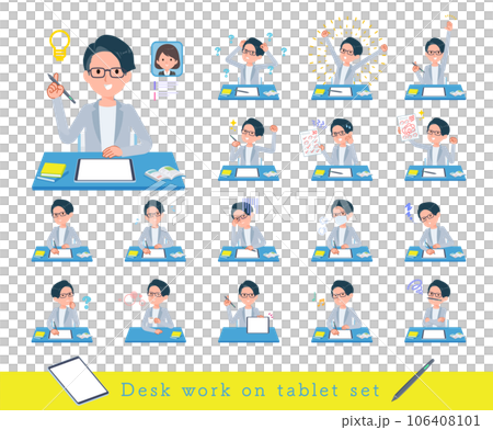 タブレット端末で学習するプログラマエンジニア男性のセット タブレット端末で学習するプログラマエンジニア男性のセット 106408101