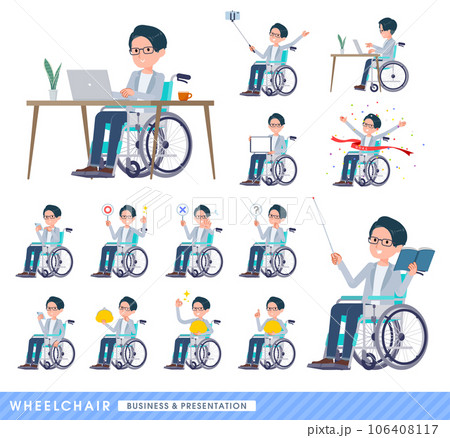 車椅子に乗るプログラマエンジニア男性のセット 106408117