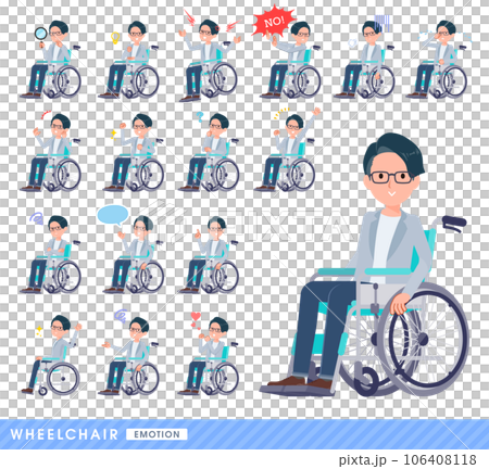 Set of programmer engineer men riding wheelchairs 106408118