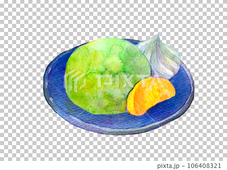 Matcha sweets watercolor illustration Matcha ice cream 106408321