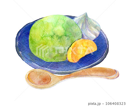 抹茶スイーツ 水彩イラスト 抹茶アイス 抹茶スイーツ 水彩イラスト 抹茶アイス 106408323