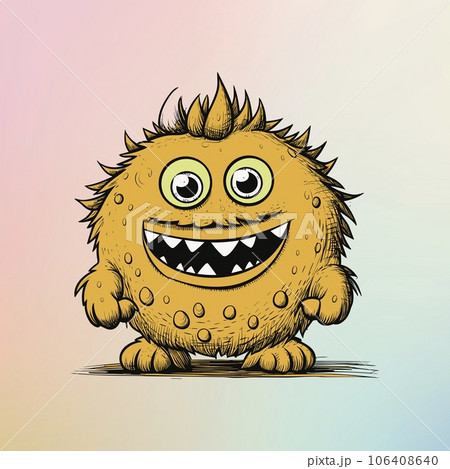 Cute Orange Monster, The Spiky Smiling Creature 106408640