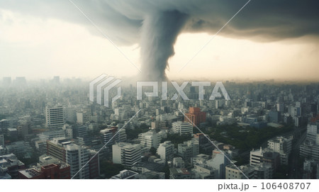 大都市を襲う竜巻