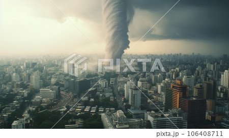 大都市を襲う竜巻