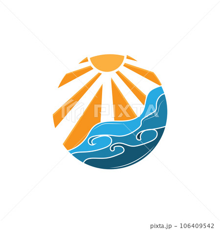 Sunset Logo, Sun Vector, Beach Natural Scenery, Minimalist Design Brand Illustration Sunset Logo, Sun Vector, Beach Natural Scenery, Minimalist Design Brand Illustration 106409542