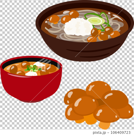 なめこの味噌汁となめこおろしそば なめこの味噌汁となめこおろしそば 106409723