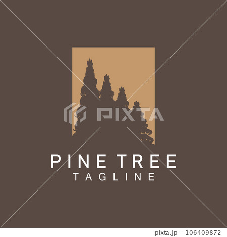 Pine Tree Logo, Vector Design Illustration Template Evergreen Tree Vintage Silhouette Forest Pine Tree Logo, Vector Design Illustration Template Evergreen Tree Vintage Silhouette Forest 106409872