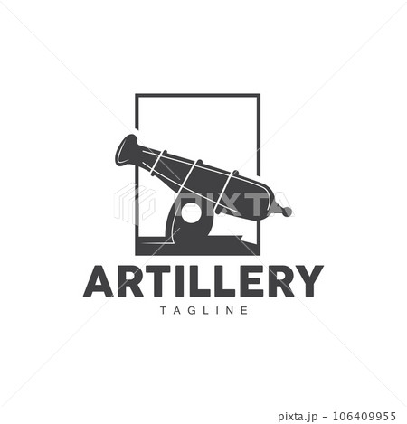Cannon Logo, Army Artillery Weapon Design Vector Illustration Silhouette 106409955