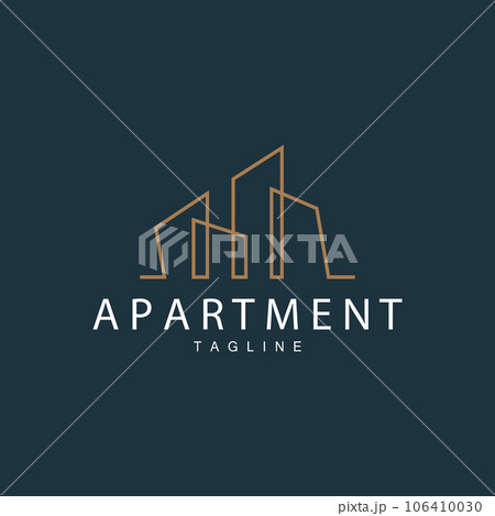 Apartment Building Logo, Modern Design Style Line Vector Symbol Illustration Template 106410030