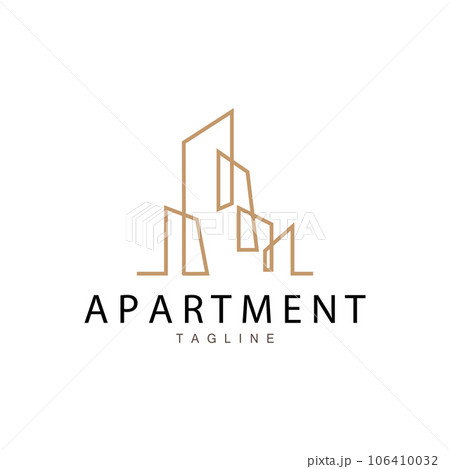 Apartment Building Logo, Modern Design Style Line Vector Symbol Illustration Template 106410032