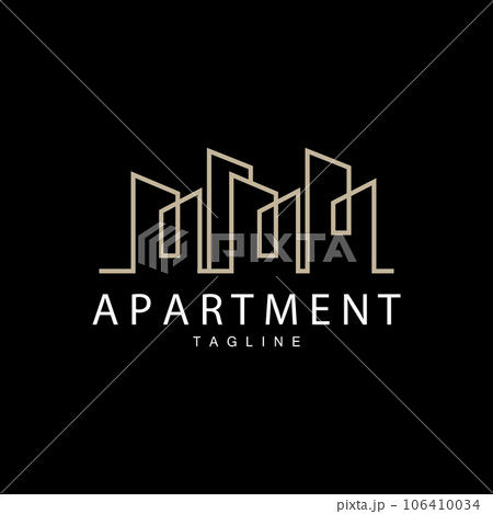 Apartment Building Logo, Modern Design Style Line Vector Symbol Illustration Template 106410034