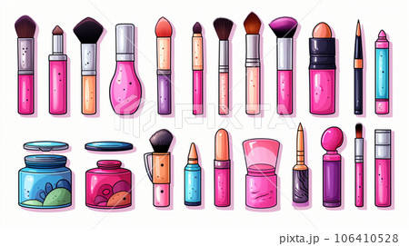 色とりどりの化粧品のイラスト：プリファレンスシート