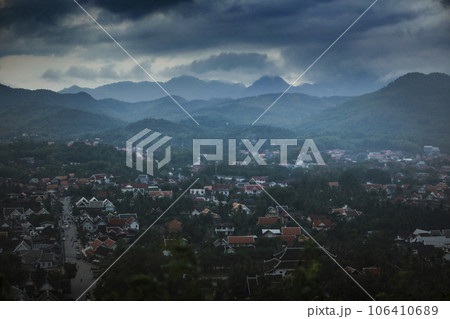 high angle view of luang prabang northern of lao 106410689