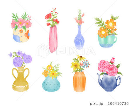 Set of Home plants in flowerpot watercolor Set of Home plants in flowerpot watercolor 106410736